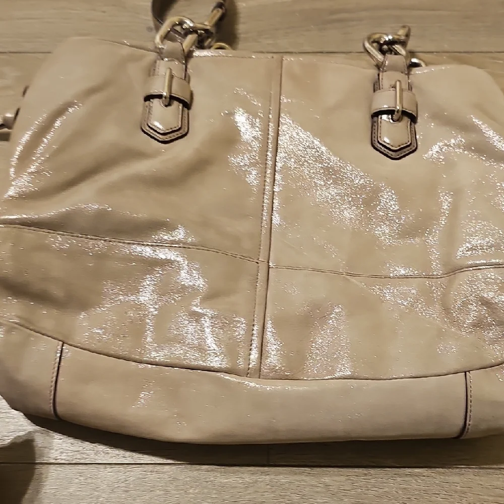 Coach and Four Shimmering Beige Shoulder Bag - Picture 3 of 6